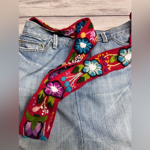 Recycled Denim Crossbody with Vintage Embroidered Strap - Picture 7 of 15